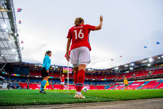 Guro Reiten of Norway takes a corner kick