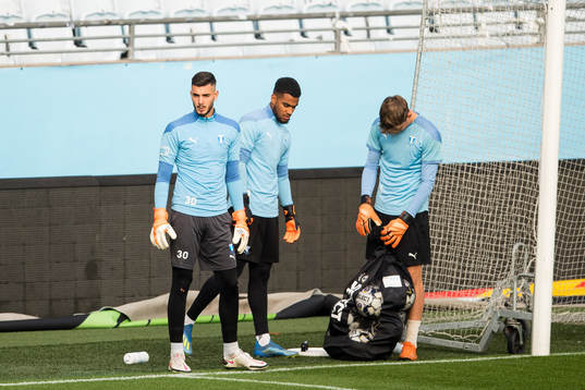 Goalkeeper Marko Johansson, goalkeeper Lamin Sarr and