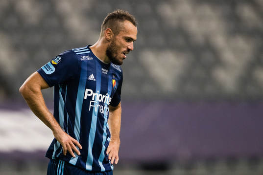 Emir Kujovic of Djurgården looks dejected