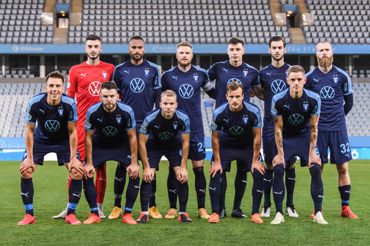 The starting eleven of Malmö FF pose for a portrait