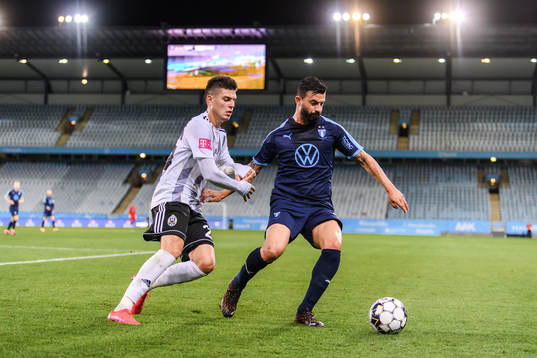 Behrang Safari of Malmö FF and Fran Karacic of Lokomotiva