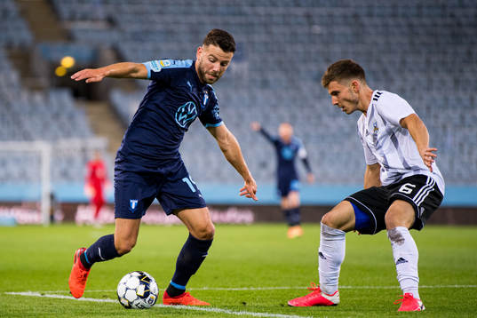 Erdal Rakip of Malmö FF and Dominik Kovacic of Lokomotiva