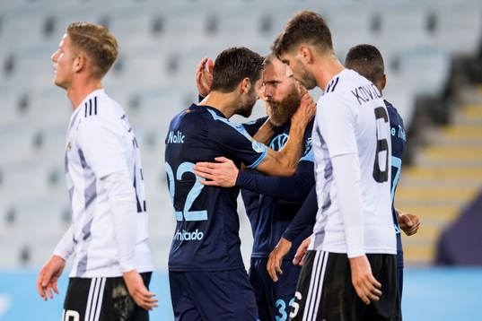 Adi Nalic celebrate with Jo Inge Berget of Malmö FF