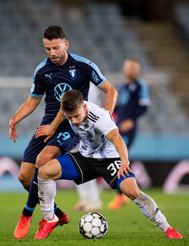 Erdal Rakip of Malmö FF and Marko Dira of Lokomotiva Zagreb