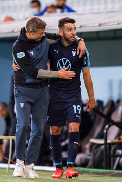 Jon Dahl Tomasson, head coach and Erdal Rakip of Malmö FF