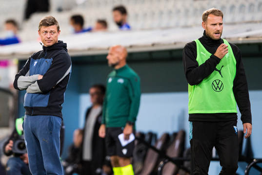 Jon Dahl Tomasson, head coach and Ola Toivonen of Malmö FF