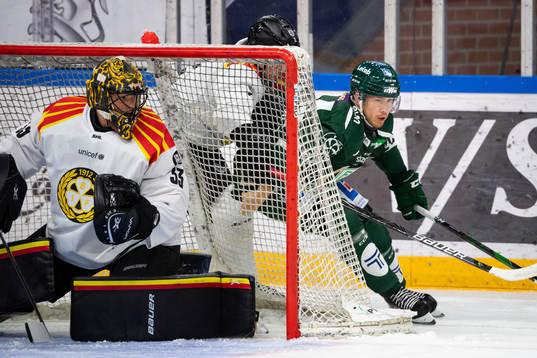 Brynäs målvakt Samuel Ersson och Färjestads Michael