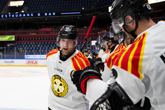 Brynäs Patrik Berglund jublar med lagkamrater