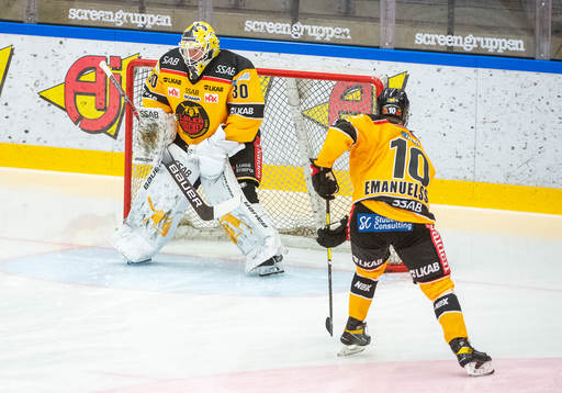 Luleås målvakt David Rautio och Einar Emanuelsson