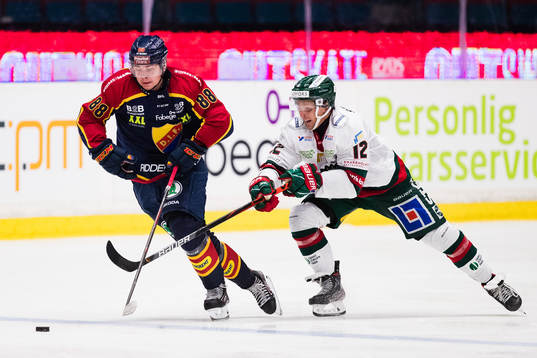 Djurgårdens Alexander Holtz och Frölundas Max Friberg
