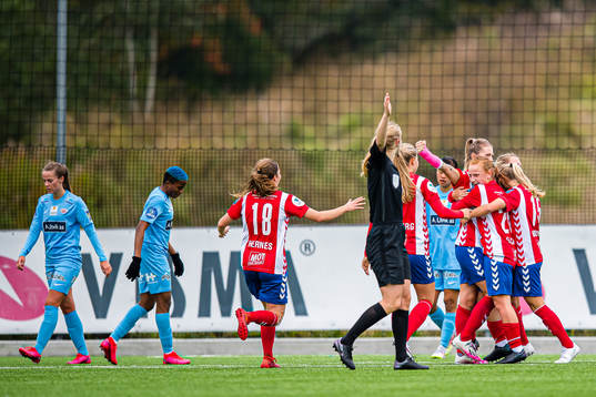 Mimmi Matilda Löfwenius Veum of Lyn celebrates