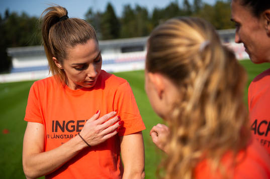 Vittsjös Clara Markstedt innan fotbollsmatchen i