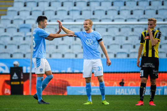 Malmö FFs Anel Ahmedhodzic och Franz Brorsson jublar
