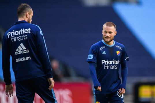 Djurgårdens Emir Kujovic och Nicklas Bärkroth