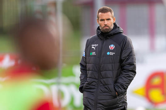 Helsingborgs tränare Olof Mellberg före fotbollsmatchen i
