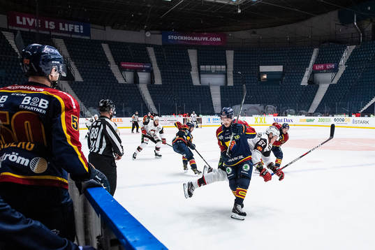 Djurgårdens Marcus Högström och Malmö Redhawks Fredrik
