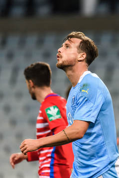 Eric Larsson of Malmö FF looks dejected