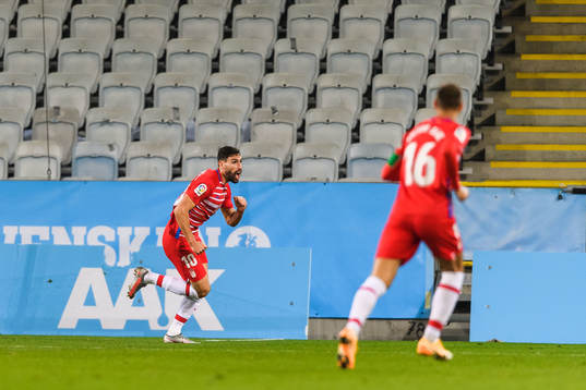 Antonio Puertas of Granada celebrates