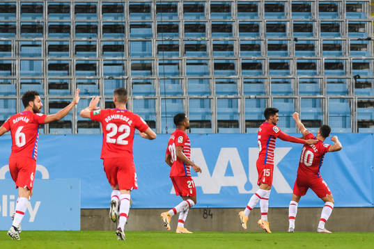 Antonio Puertas of Granada celebrates