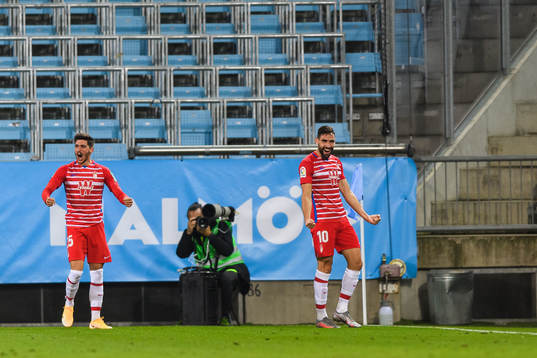 Antonio Puertas of Granada celebrates