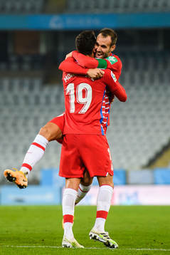 Victor Diaz and Angel Montoro of Granada celebrate