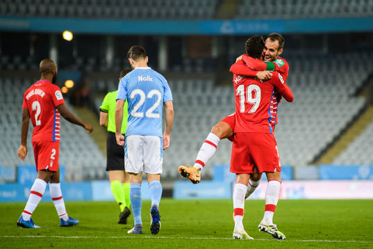 Victor Diaz and Angel Montoro of Granada celebrate