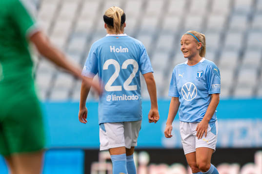 Malmö FFs Rebecka Holm och Andrea Sjögren deppar