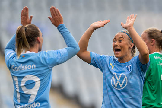 Malmö FFs Josefine Carlsson och Madeleine Hejde jublar