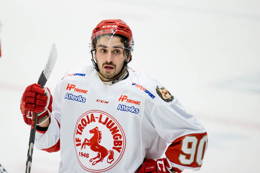 Troja Ljungbys Kevin Karlsson deppar