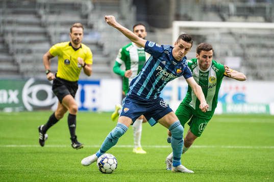 Djurgårdens Haris Radetinac och Hammarbys Jeppe Andersen