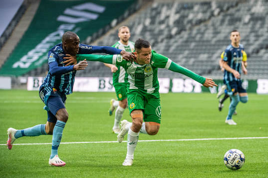 Djurgårdens Edward Chilufya och Hammarbys Mohanad Jeahze