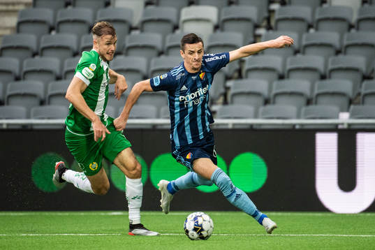 Hammarbys Richard Magyar och Djurgårdens Haris Radetinac