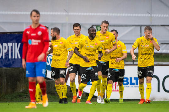 Mjällbys Moses Orwohicho Ogbu jublar
