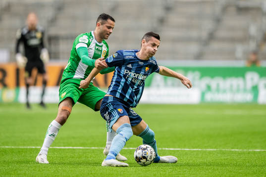 Hammarbys Mohanad Jeahze och Djurgårdens Haris Radetinac