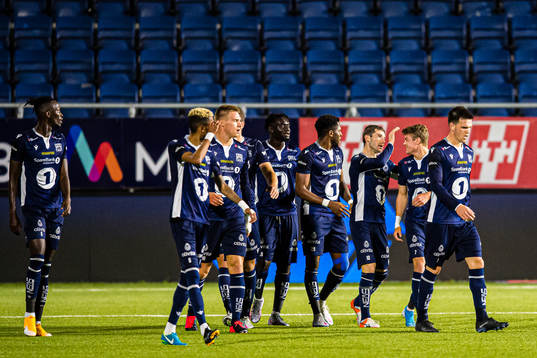 Liridon Kalludra of Kristiansund celebrates