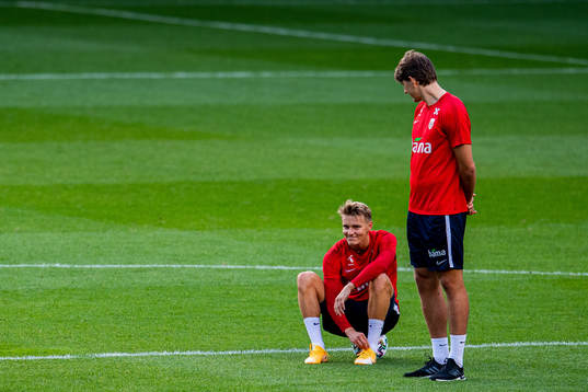 Martin Ødegaard and Sander Berge of the Norwegian national