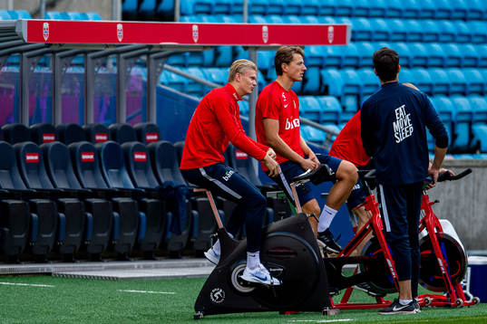 Erling Braut Haaland and Sander Berge of the Norwegian
