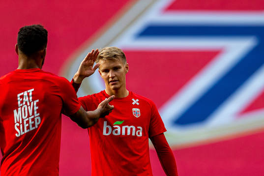 Joshua King and Martin Ødegaard of the Norwegian national