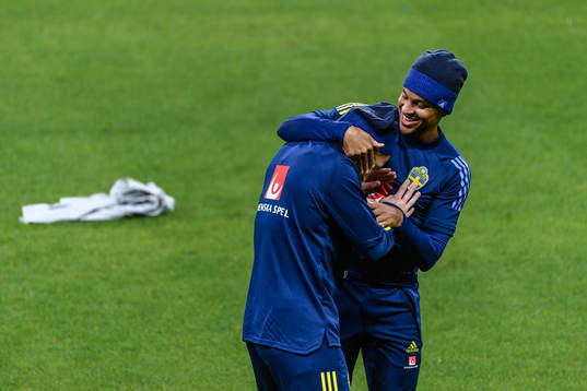Martin Olsson and Emil Forsberg of the Swedish national