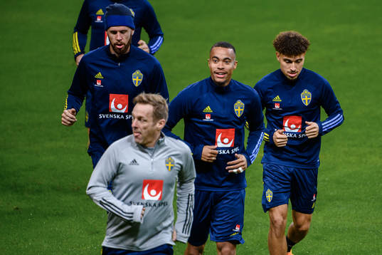 Pontus Jansson, Robin Quaison and Jordan Larsson of the