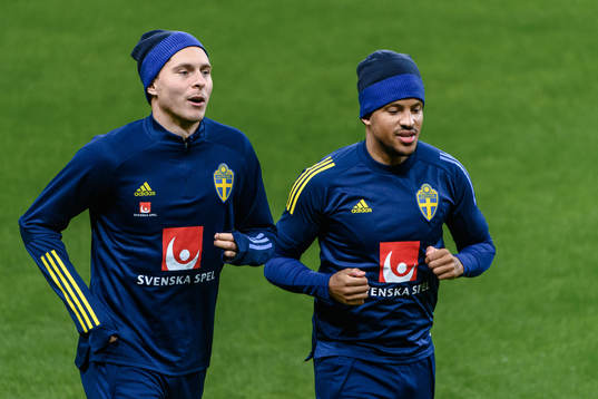 Victor Nilsson Lindelöf and Martin Olsson of the Swedish