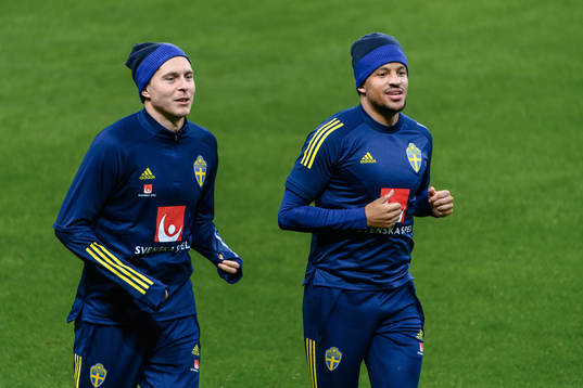 Victor Nilsson Lindelöf and Martin Olsson of the Swedish