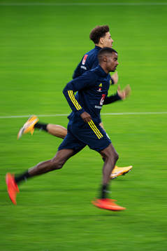 Alexander Isak and Jordan Larsson of the Swedish national