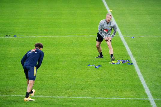 Physiotherapist Fredrik Larsson of the Swedish national
