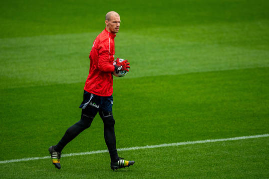 Goalkeeper André Hansen of the Norwegian national football