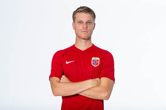 Sigurd Rosted of the Norwegian national football team poses