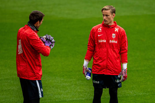 Goalkeepers Rune Almenning Jarstein and Sondre Rossbach of