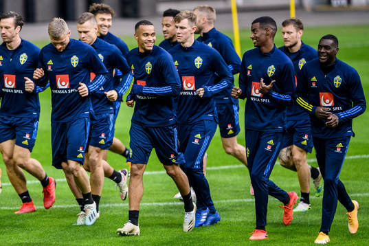 Robin Quaison, Alexander Isak and Ken Sema of the Swedish
