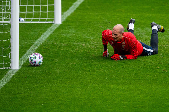 Goalkeeper André Hansen of the Norwegian national football