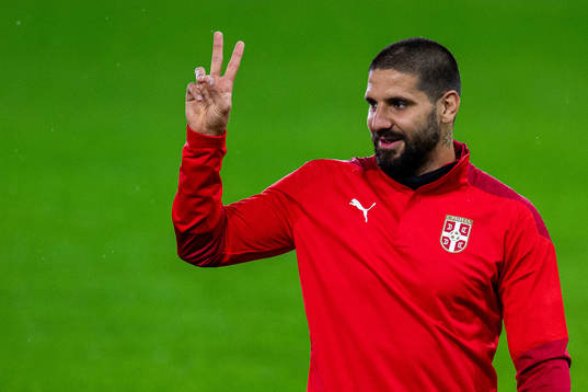 Aleksandar Mitrović of the Serbian national football team